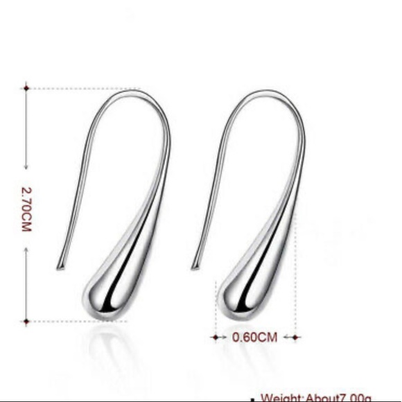 Simple Drop Earrings 925 Silver Earring A Pair/set - Picture 3 of 8